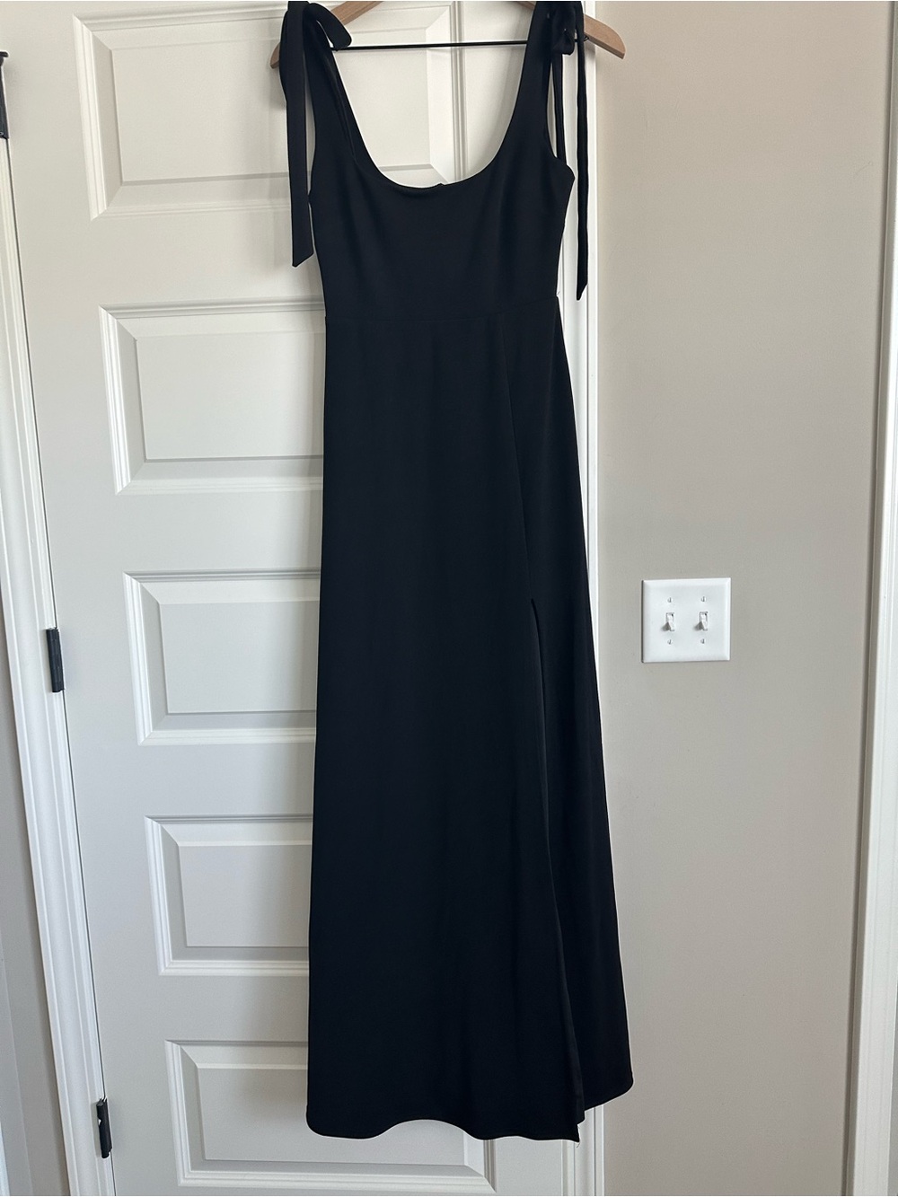 Birdie Grey Black Tie-Shoulder Maxi Dress S